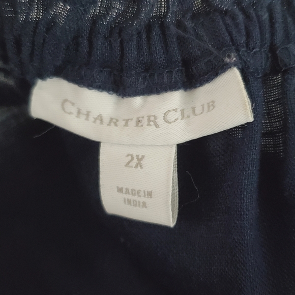 Charter Club 100% Linen Top Size 2X Embroidered Flowy Loose Kimono Sleeve Blouse - Picture 10 of 12